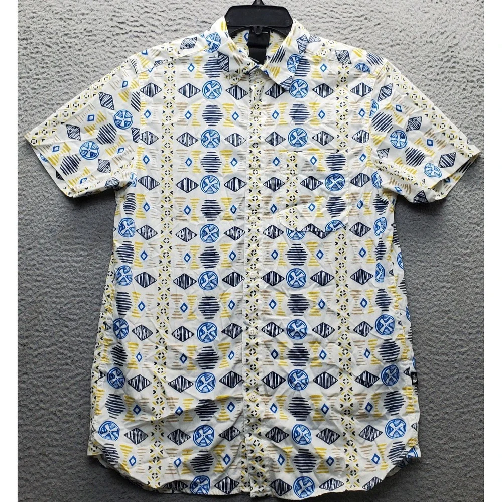 The North Face Shirt Mens Medium Multi Geometric Short Sleeve Collared Button Up